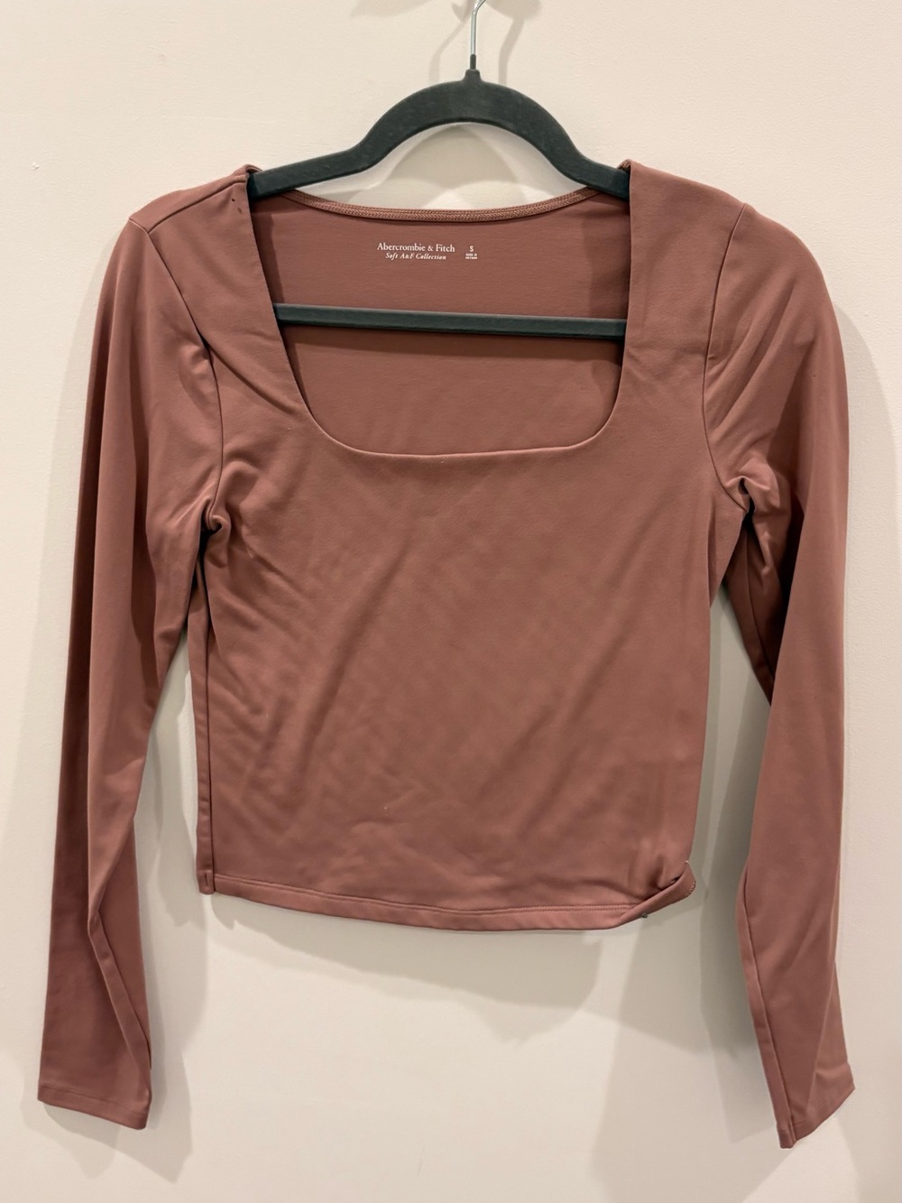 Abercrombie & Fitch Dusty Rose Long-Sleeve Square Neck Top